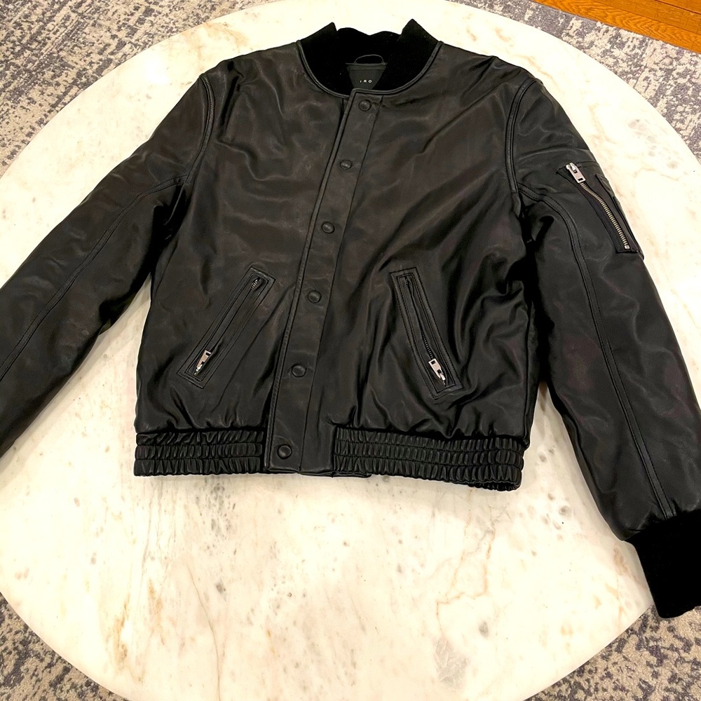 IRO black men’s leather bomber jacket